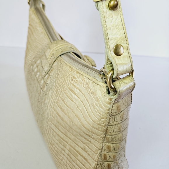 Vintage Brahmin Isabelle Toggle Ivory Cream Crocodile Leather Shoulder Bag Purse - Picture 10 of 16